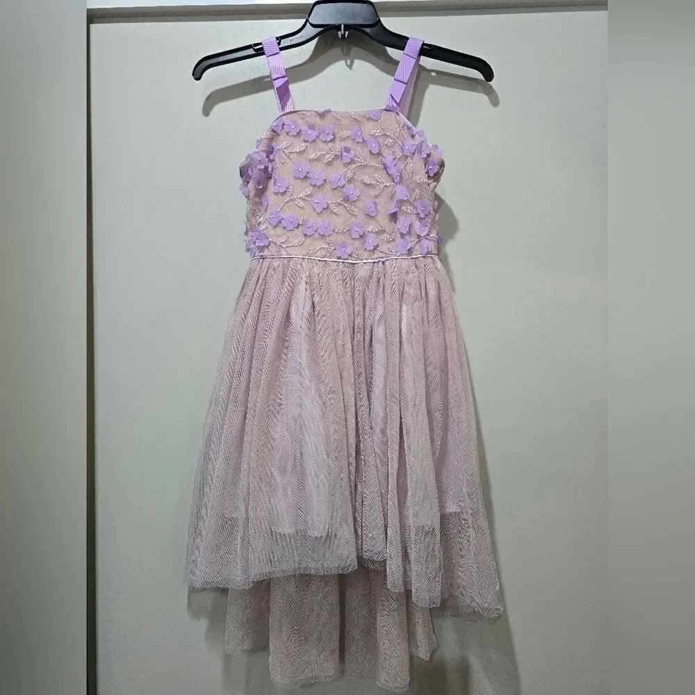 Zunie Girls Sleeveless Floral Dress  Nude & Purple NWOT size 12